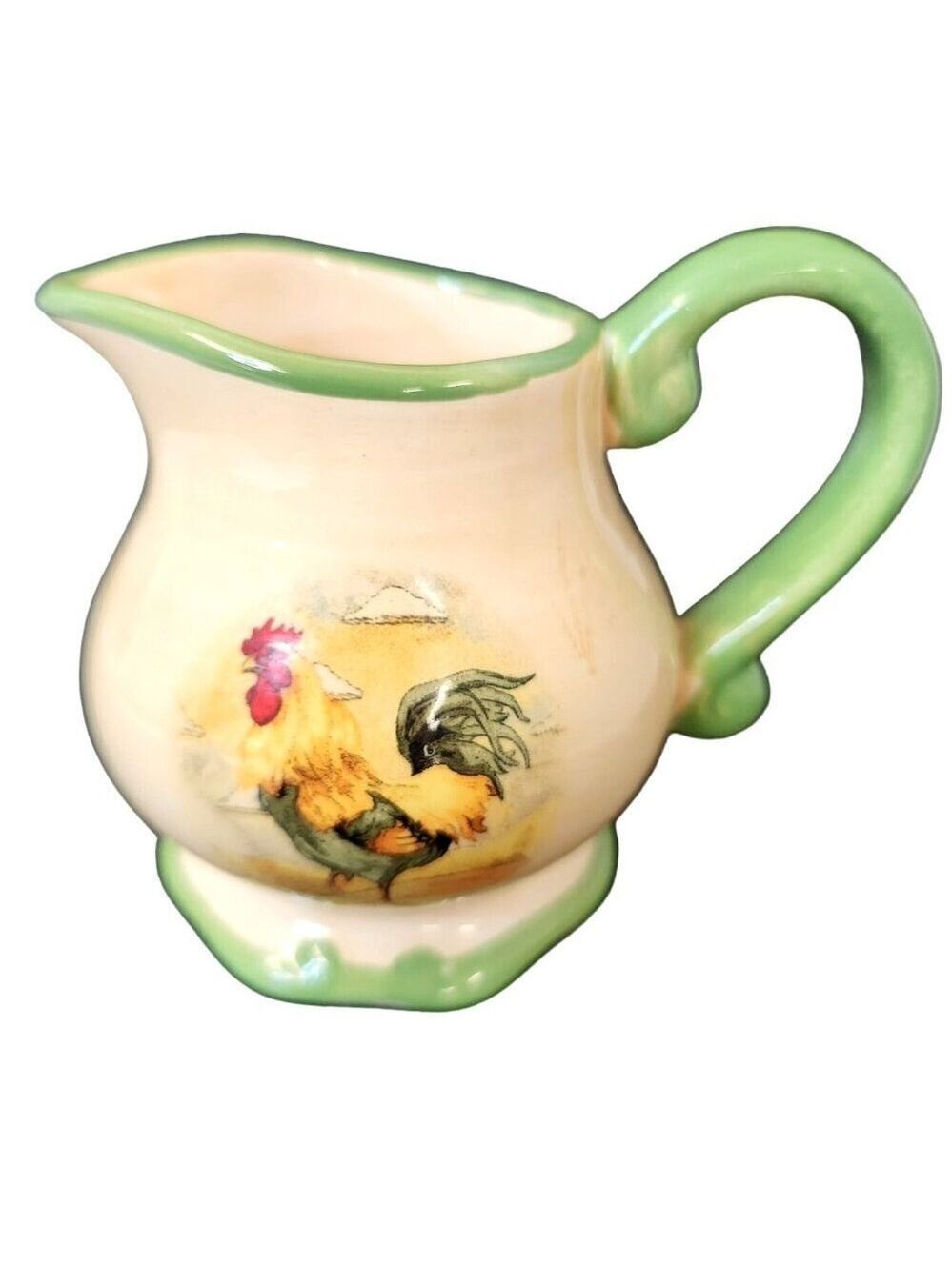 Gibson Royal Rooster Pitcher Hand Painted Creamer Ceramic Dishwasher Microwave S